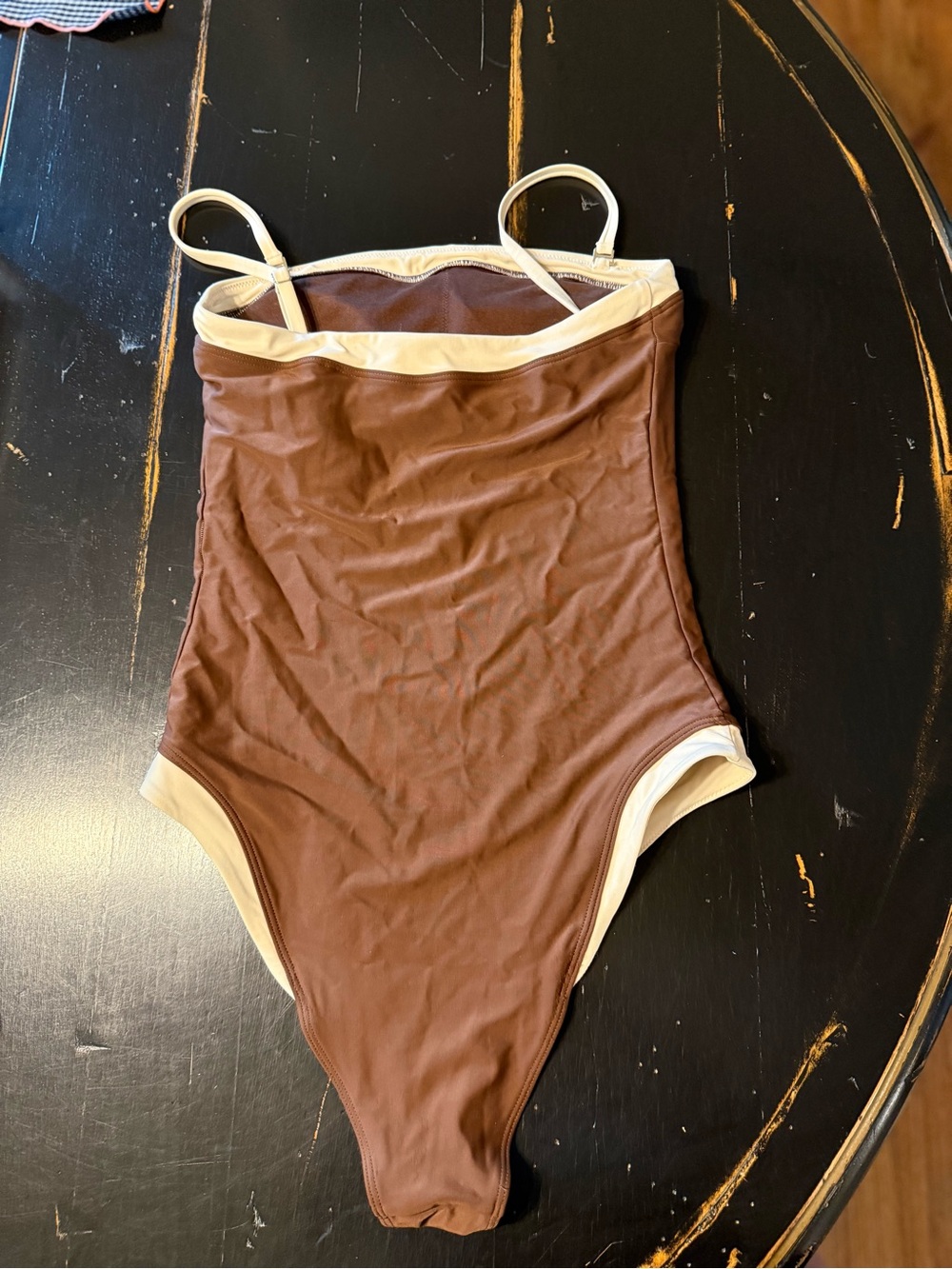 Abercrombie & Fitch Brown One-Piece Swimsuit with Cream Trim
